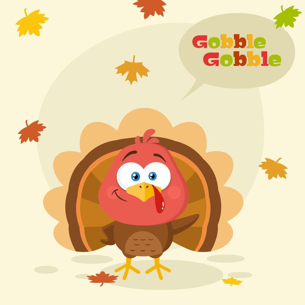 Cute Turkey Bird Cartoon Character Waving vector