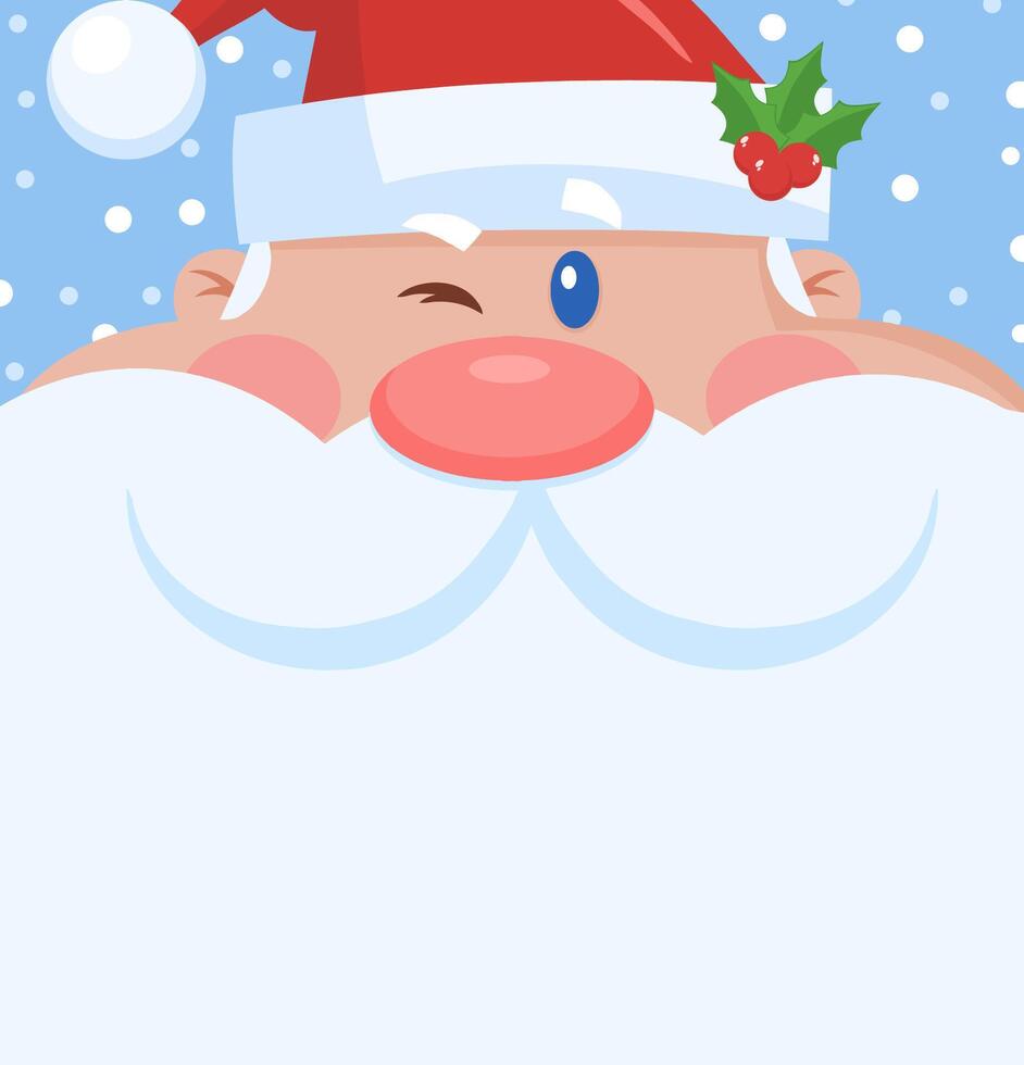 Winking Santa Claus Cartoon Character Face Portrait vector