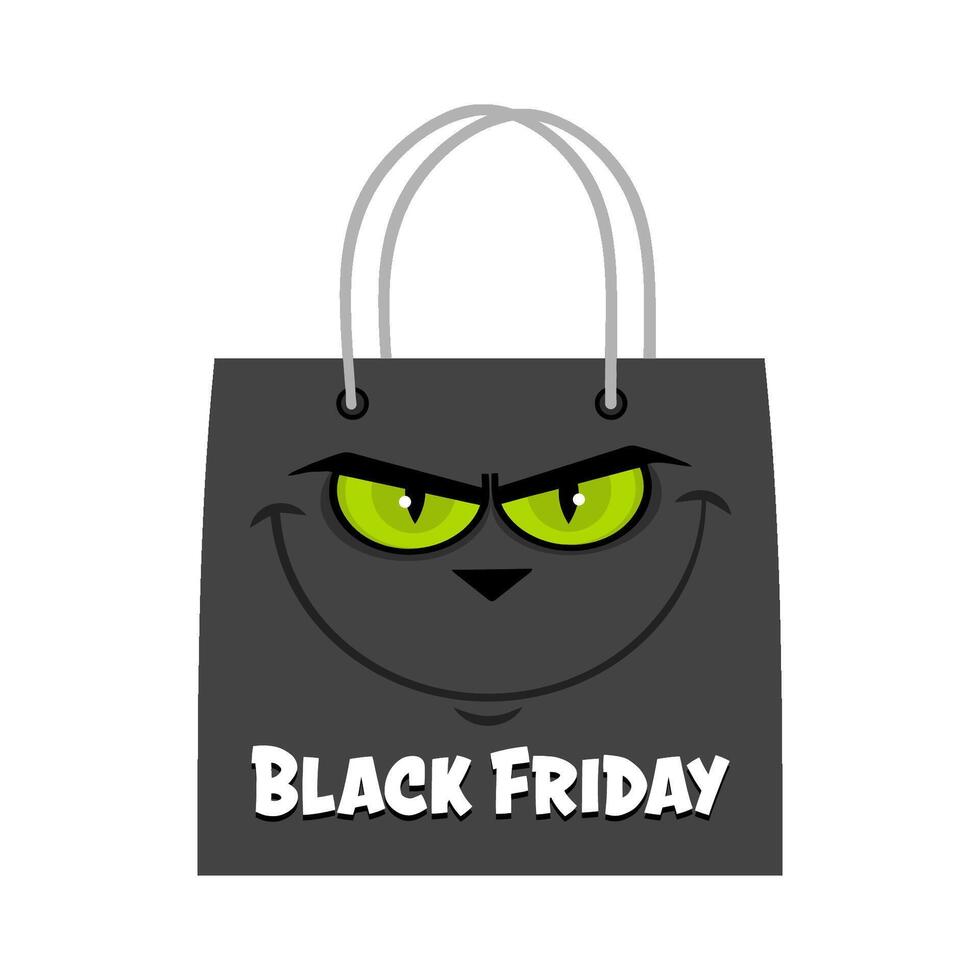 Black Friday Shopping Bag Cartoon Character With Text vector