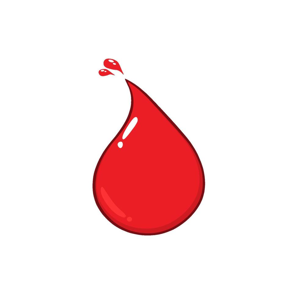 Red Blood Drop Line Cartoon Drawing vector