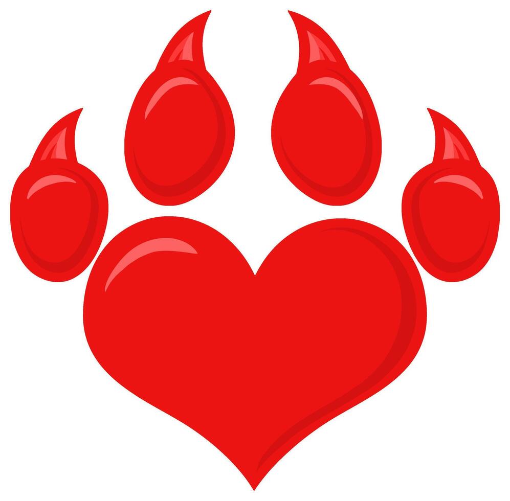 Red Love Paw Print Logo Design vector