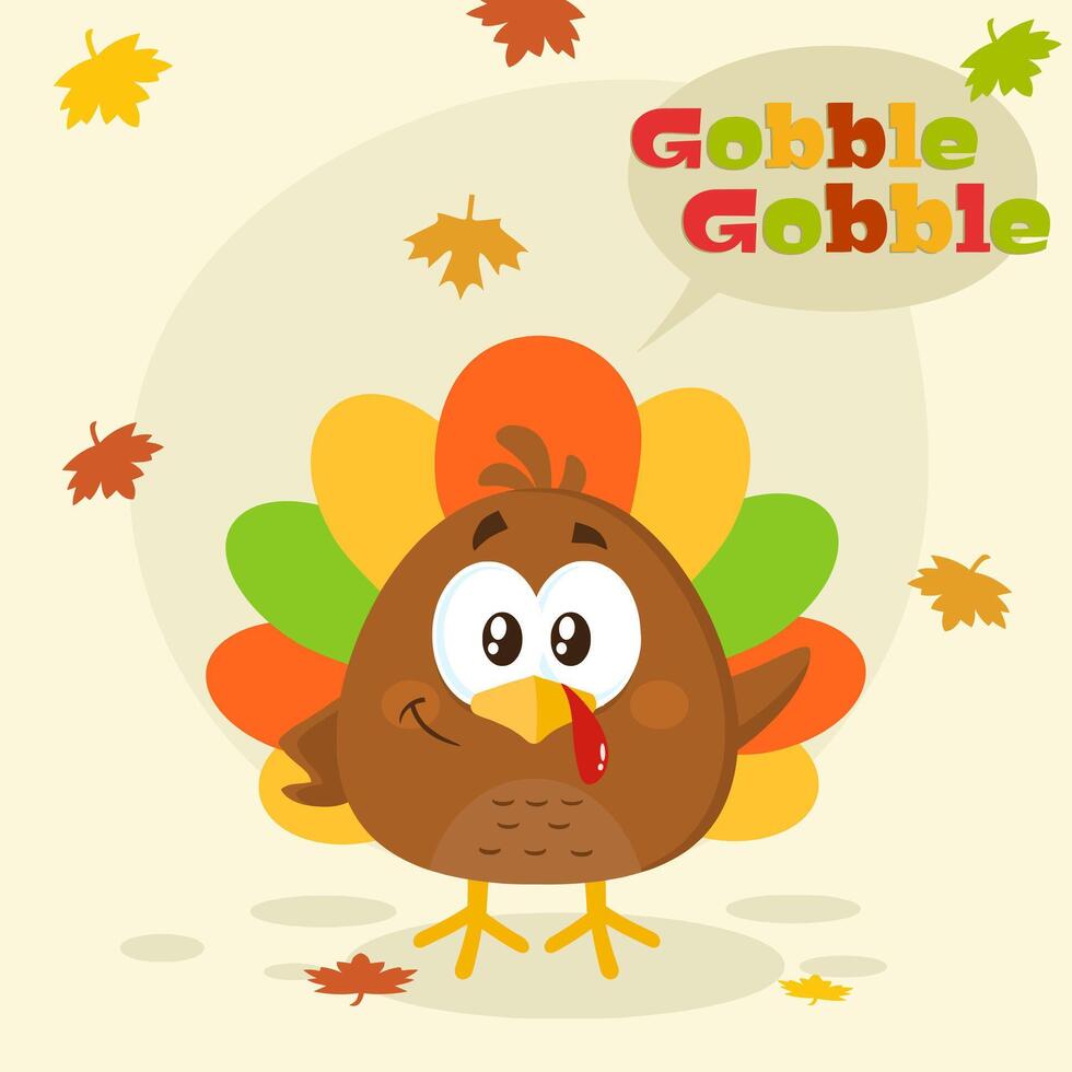 Cute Turkey Bird Cartoon Character Waving vector