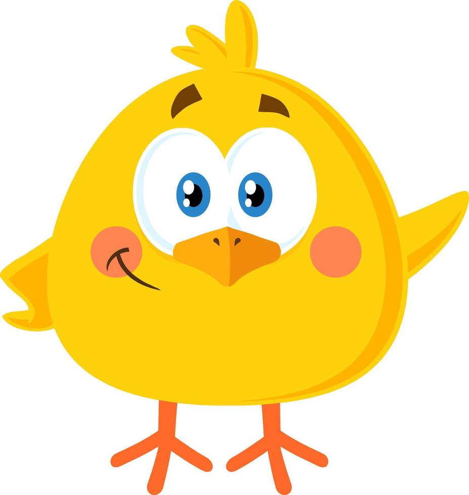 Yellow Chick Cartoon Character Waving vector