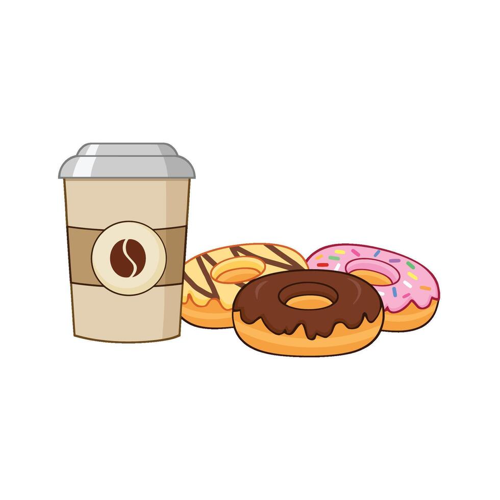 Cup Of Coffee With Donuts Graphic Design vector