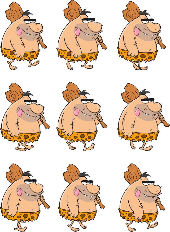Caveman Cartoon Character Walk Cycle Animation Sprite vector