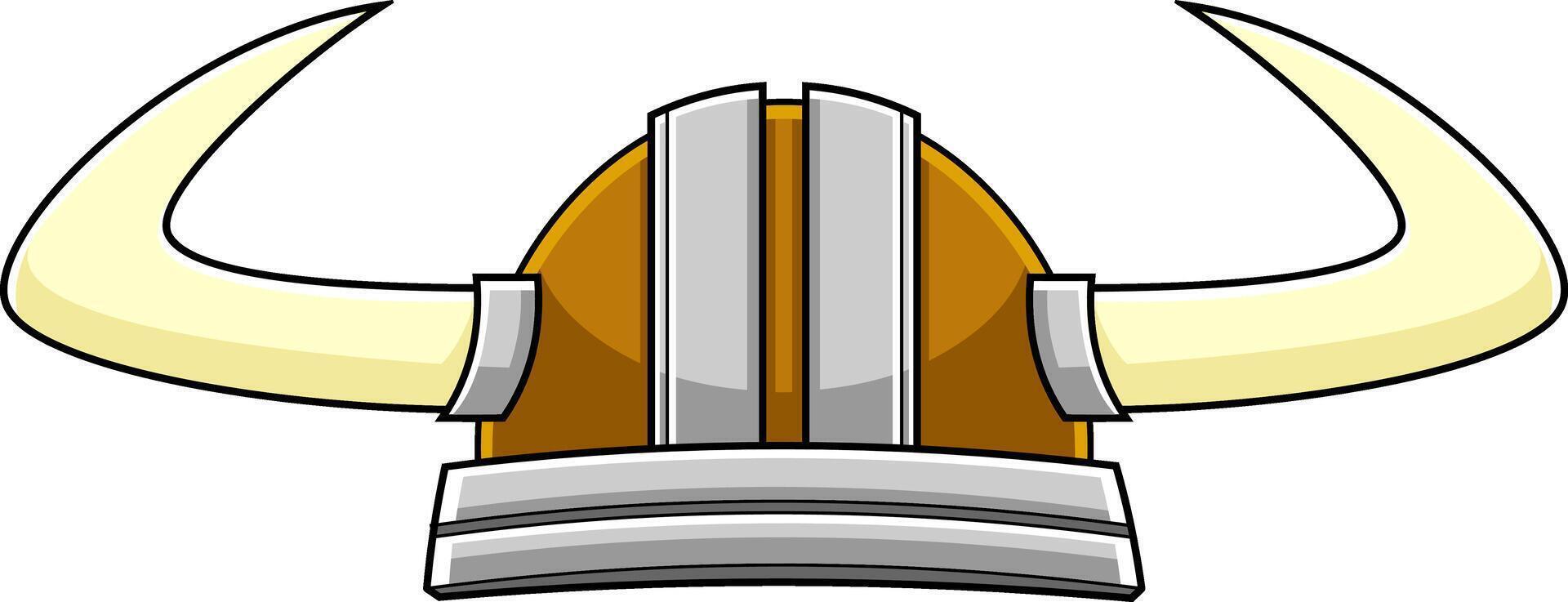 Cartoon Viking Helmet With Horns. Hand Drawn Illustration vector