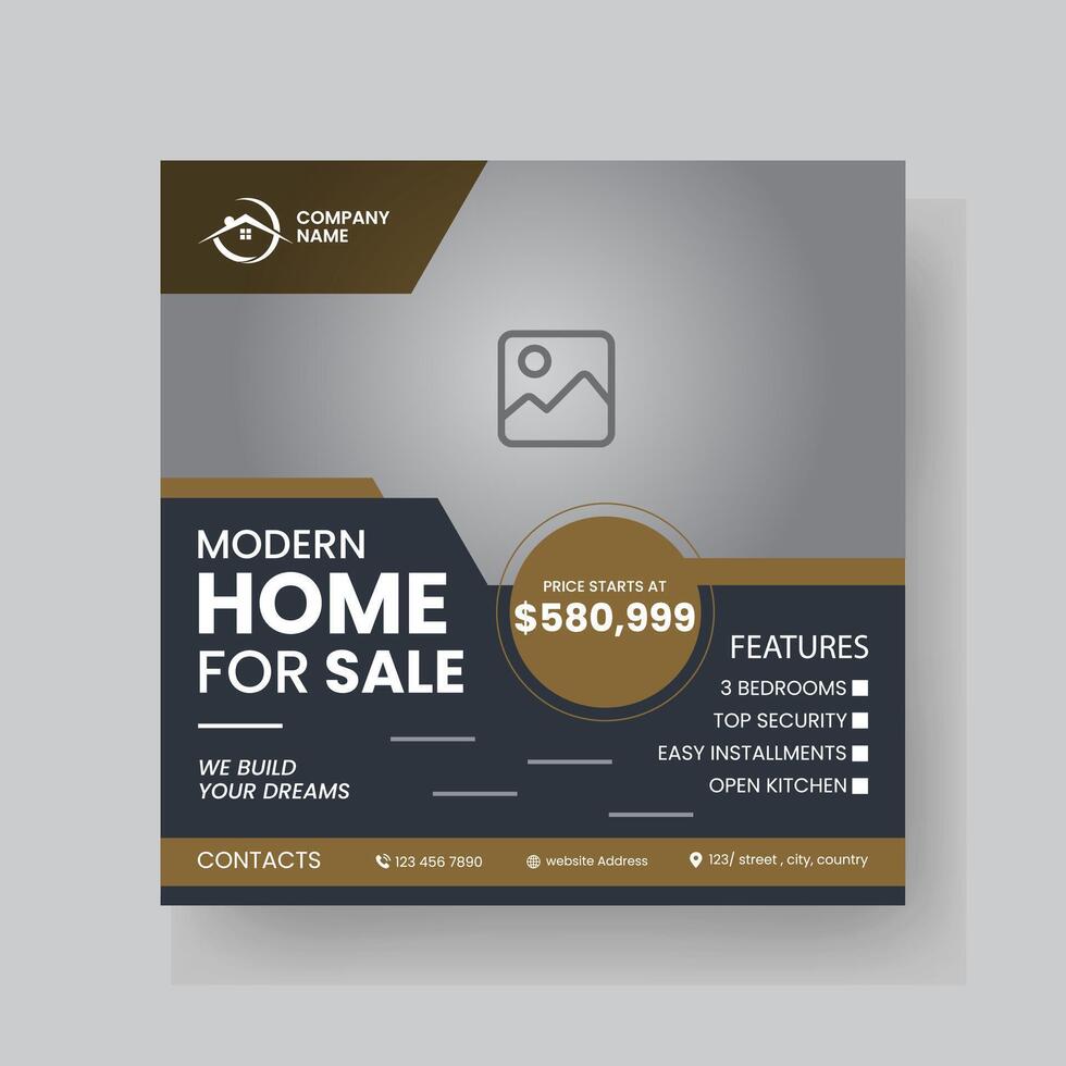 Modern Real state Home rent social media post Sale or carousel design template vector