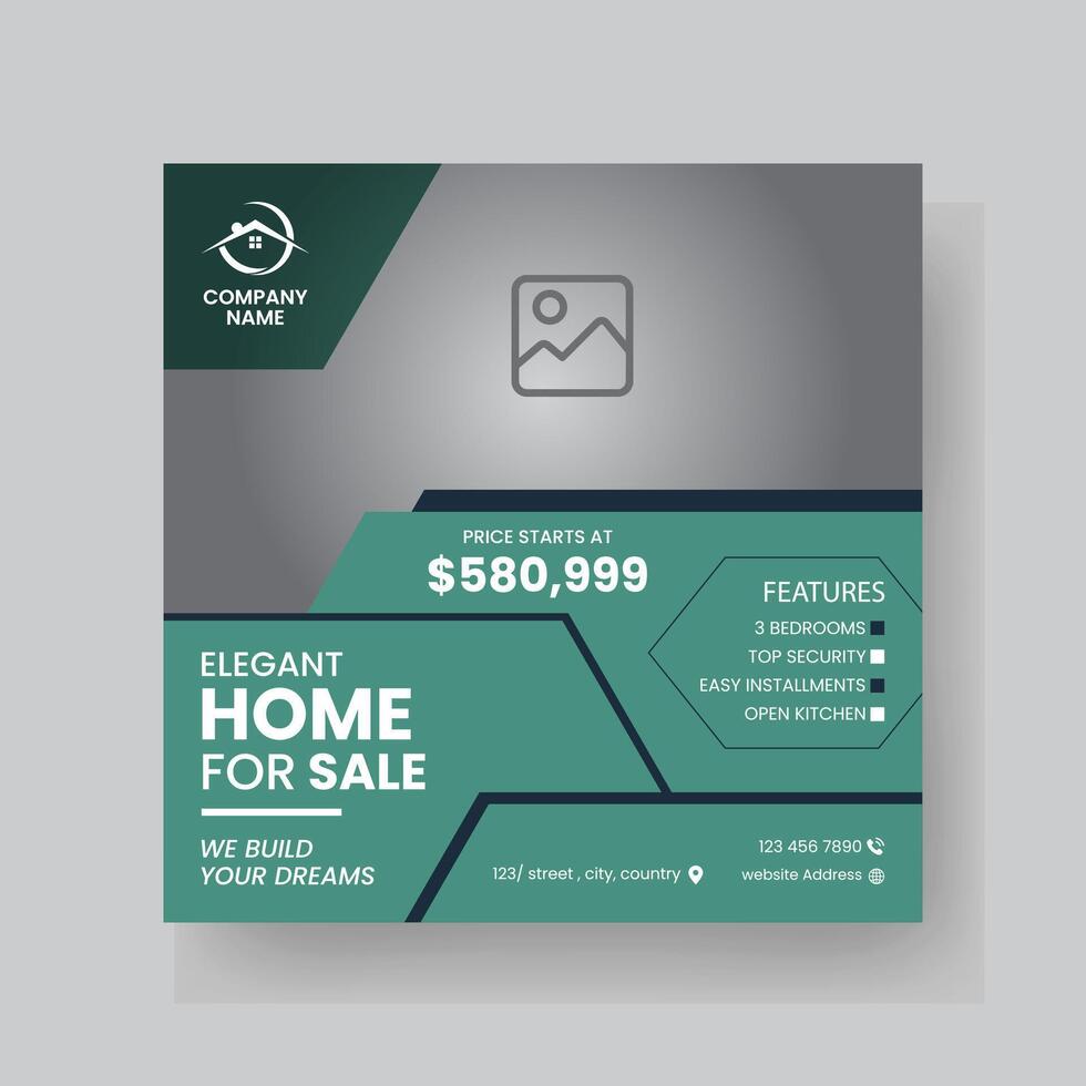 Modern Real state Home rent social media post Sale or carousel design template vector