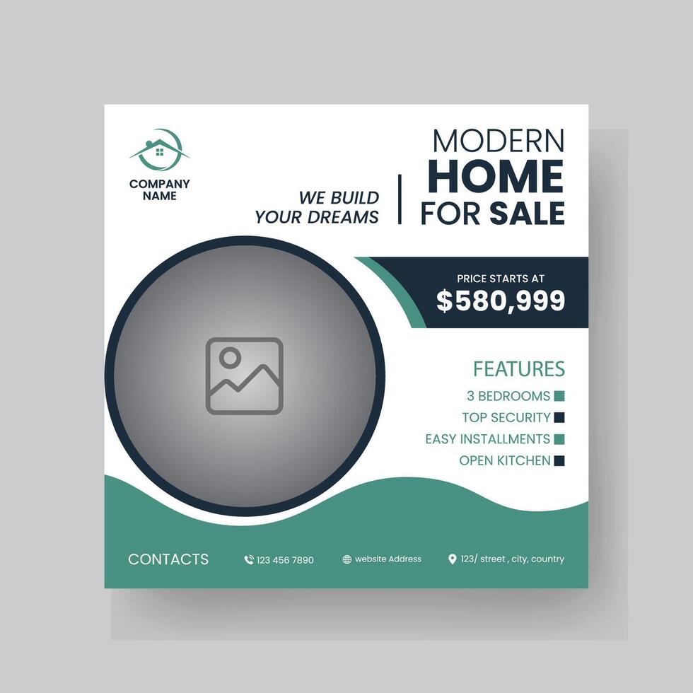 Modern Real state Home rent social media post Sale or carousel design template vector