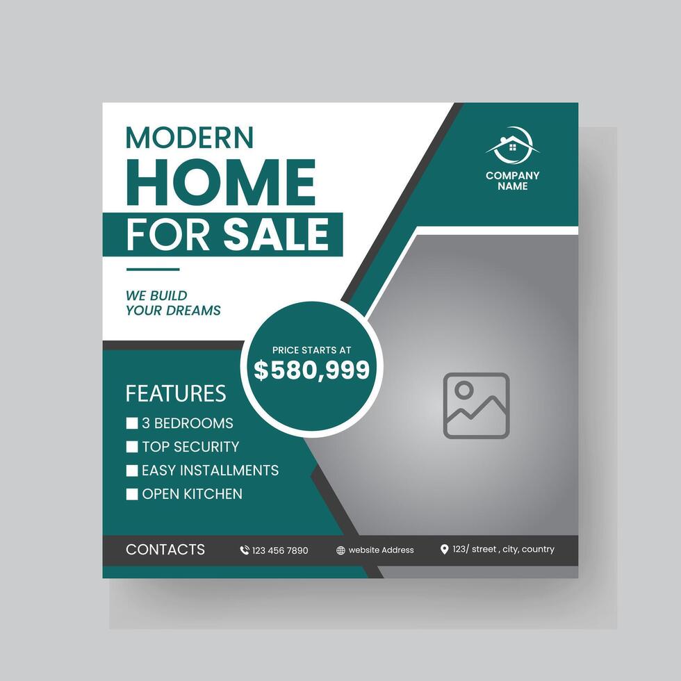 Modern Real state Home rent social media post Sale or carousel design template vector