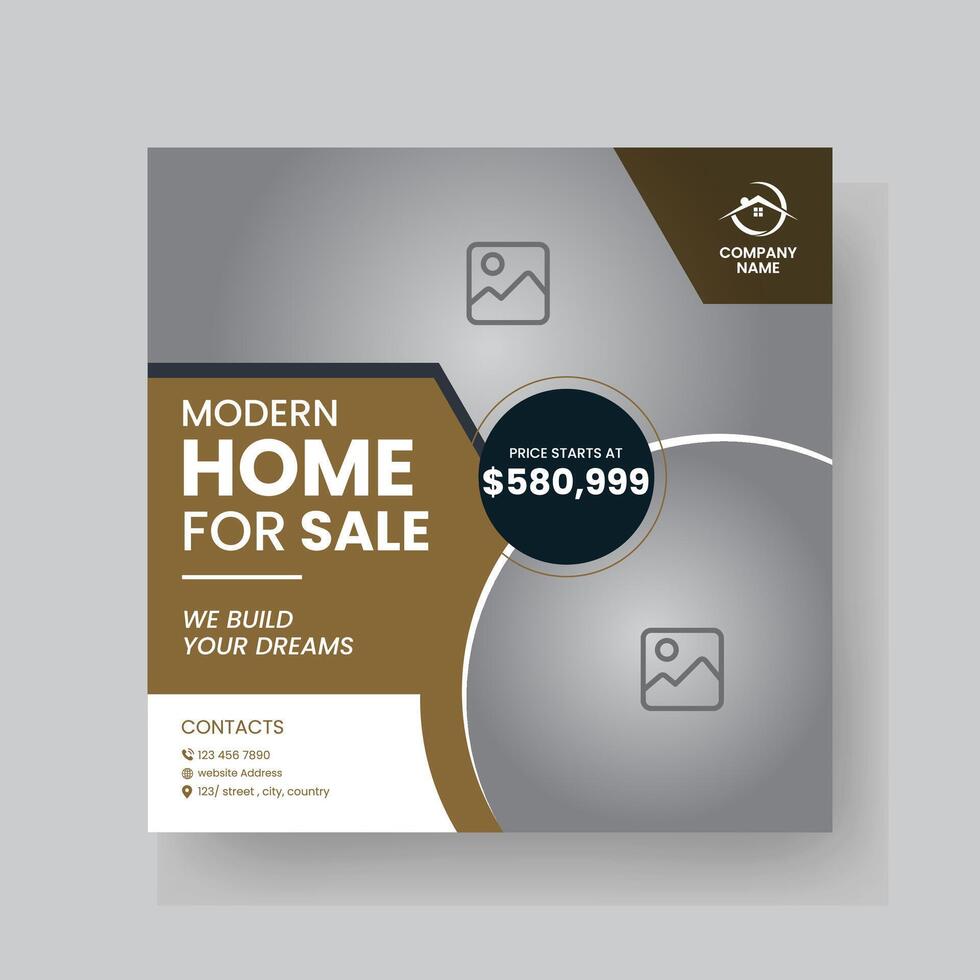Modern Real state Home rent social media post Sale or carousel design template vector