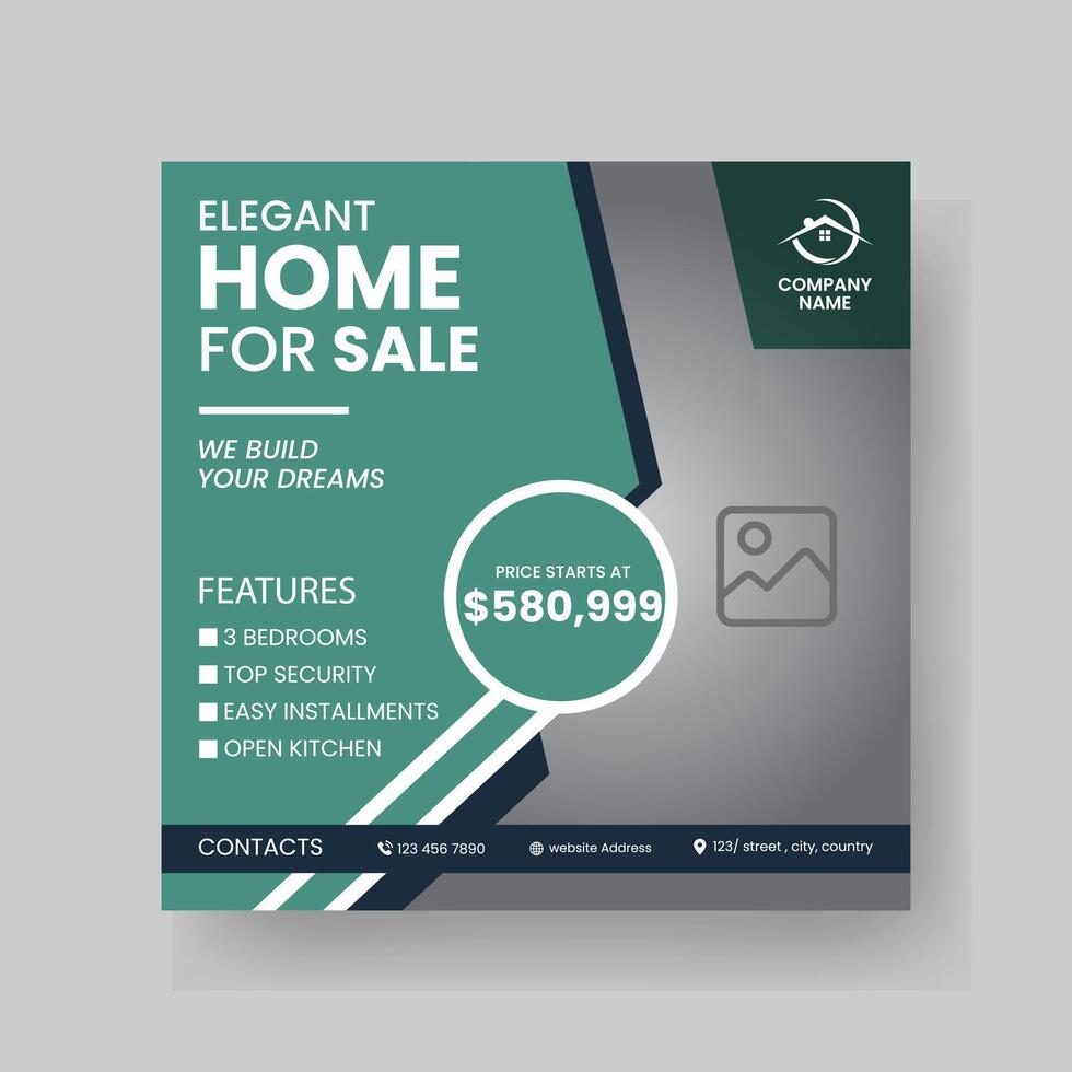 Modern Real state Home rent social media post Sale or carousel design template vector