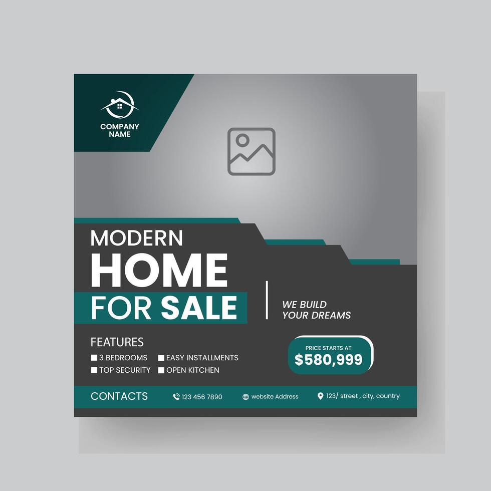 Modern Real state Home rent social media post Sale or carousel design template vector
