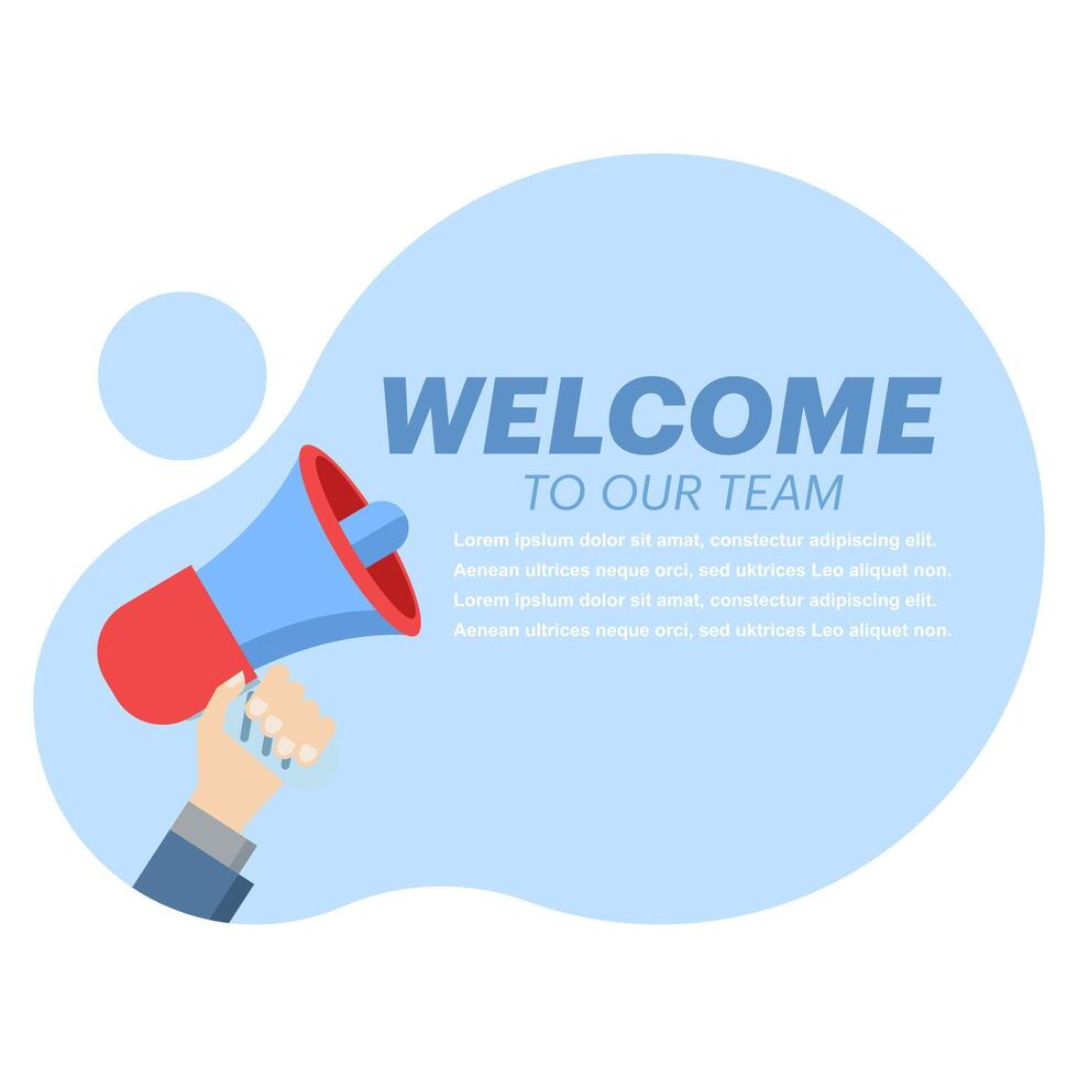 greeting card template concept, welcome to our team, new team member, welcome word, greeting concept, Join our team sign. Flat style. icon, graphic element for landing page, ui, banner. vector