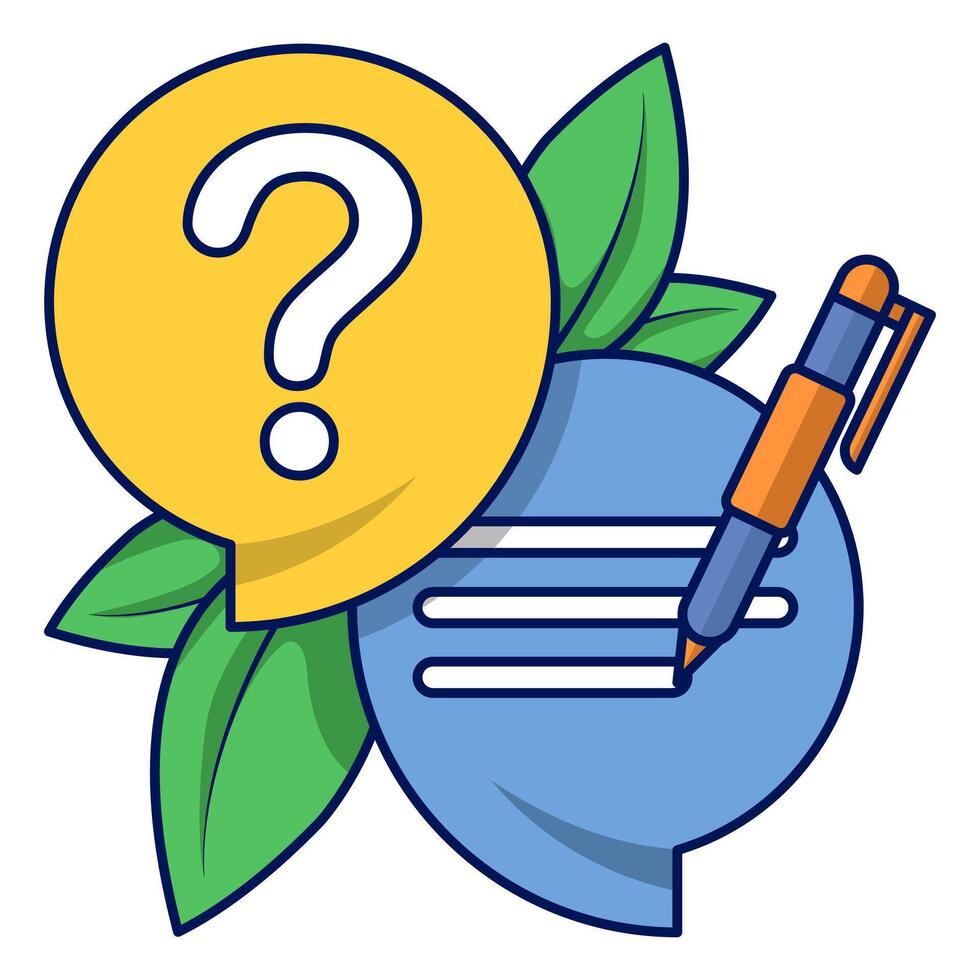 Concept what would you ask, send criticism and suggestions, review, type or write question button, Question and Answer, flat design illustration on background. vector