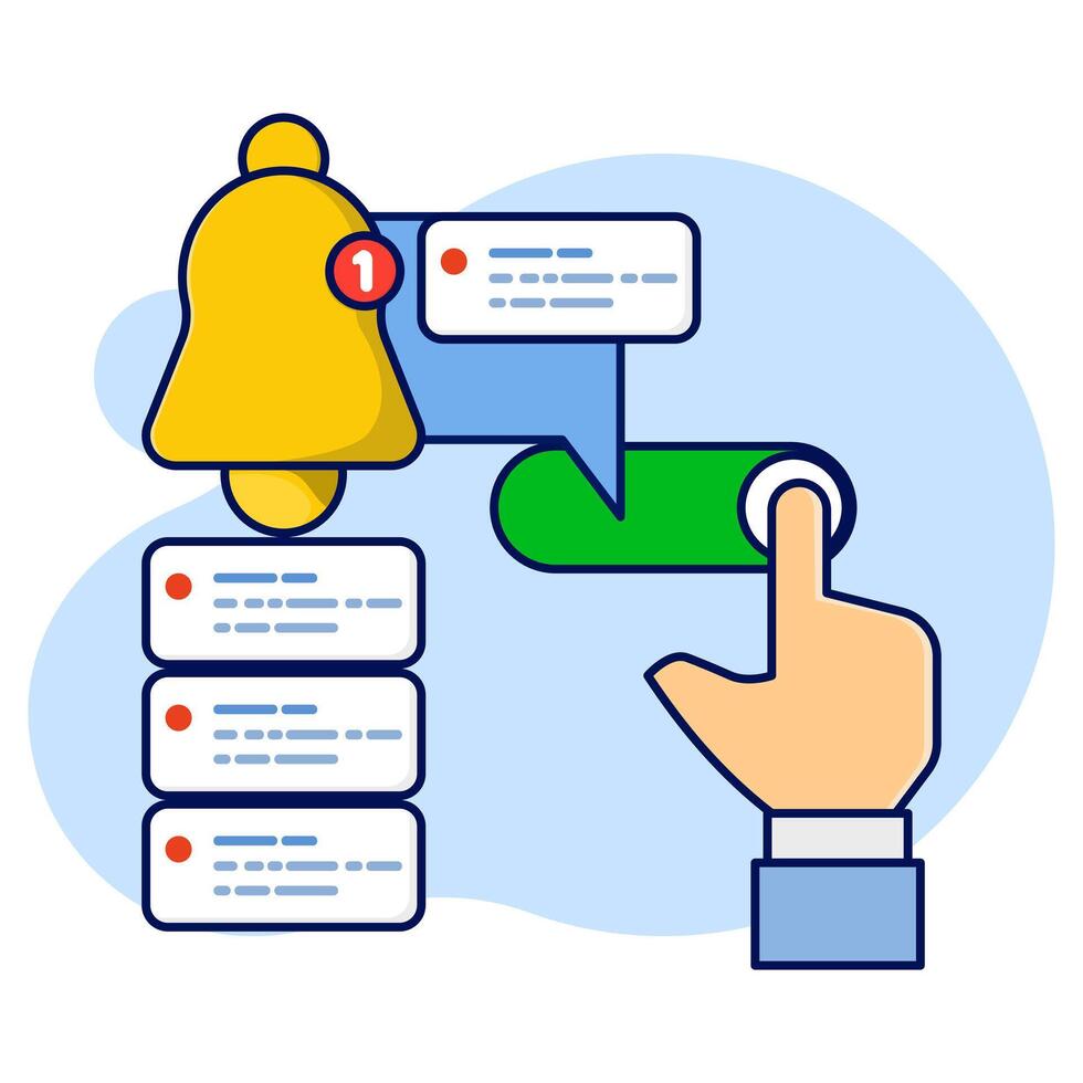 the concept of a notification appears, the notification has been successfully activated or turned on. allow, activate, enable notification message, reminder concept, flat design illustration. vector