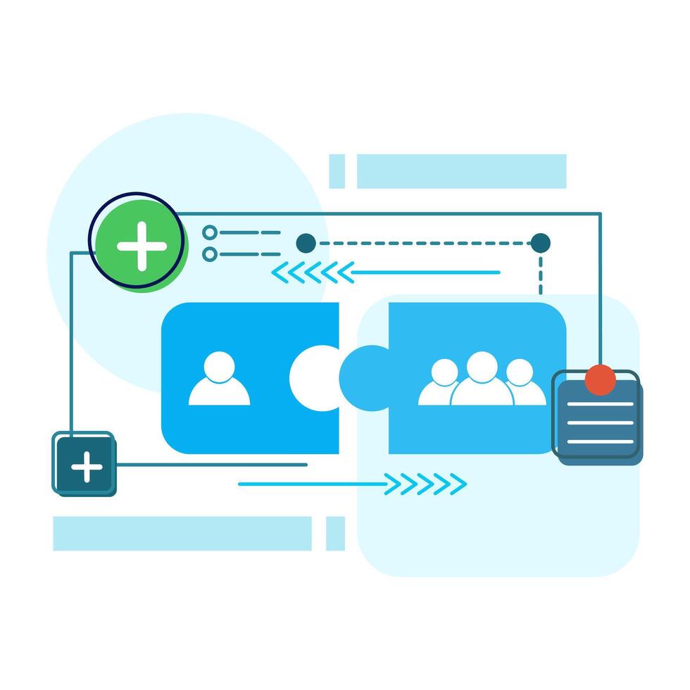 Team concept. Social connections. Human symbols are connected as a puzzle. overcoming difficulties or obstacles to achieve goals or targets, team brainstorming, Business Solutions. vector