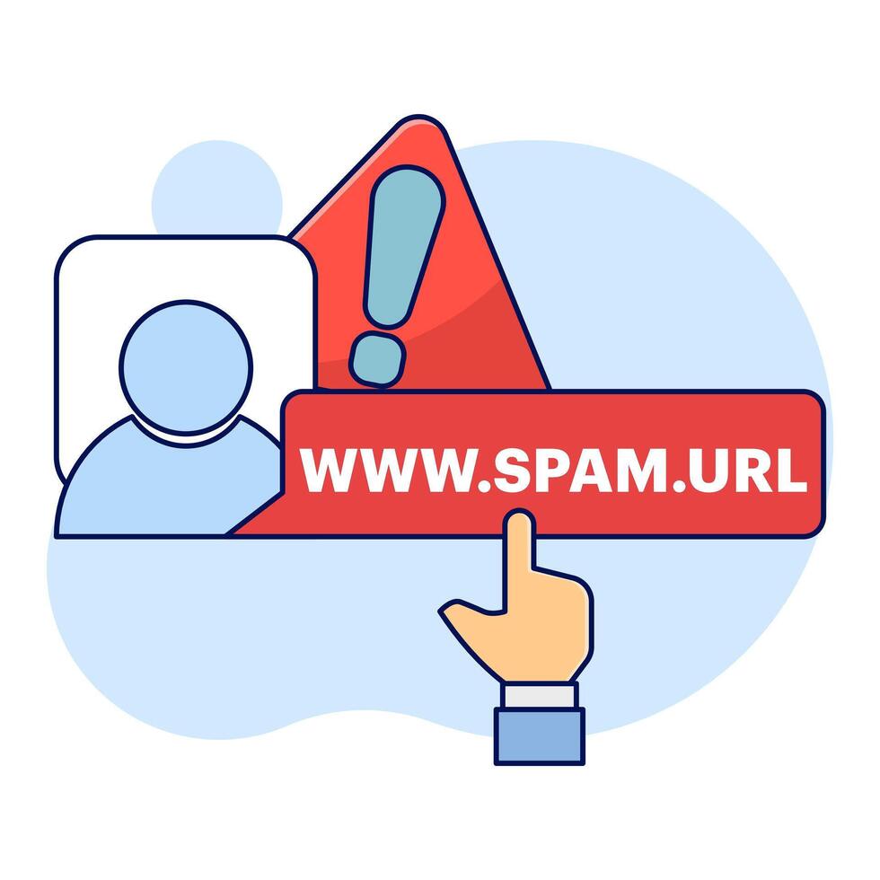 concept Concept do not click on spam URLs, suspicious and dangerous hyperlinks. modern graphic elements for landing page, blank state ui, infographics, icons. flat design illustration. vector