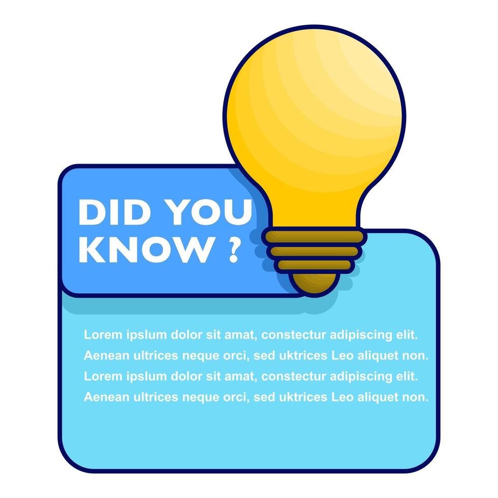 Concept you know text with light bulb labels, speech bubbles, interesting facts or quiz knowledge badges. frames and bulbs, idea boxes, interesting fact quotes. flat illustration on background. vector