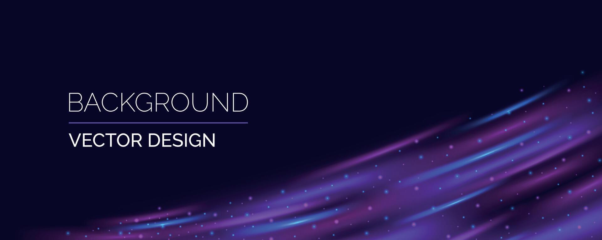 Abstract background with purple and blue neon lights and glowing particles vector