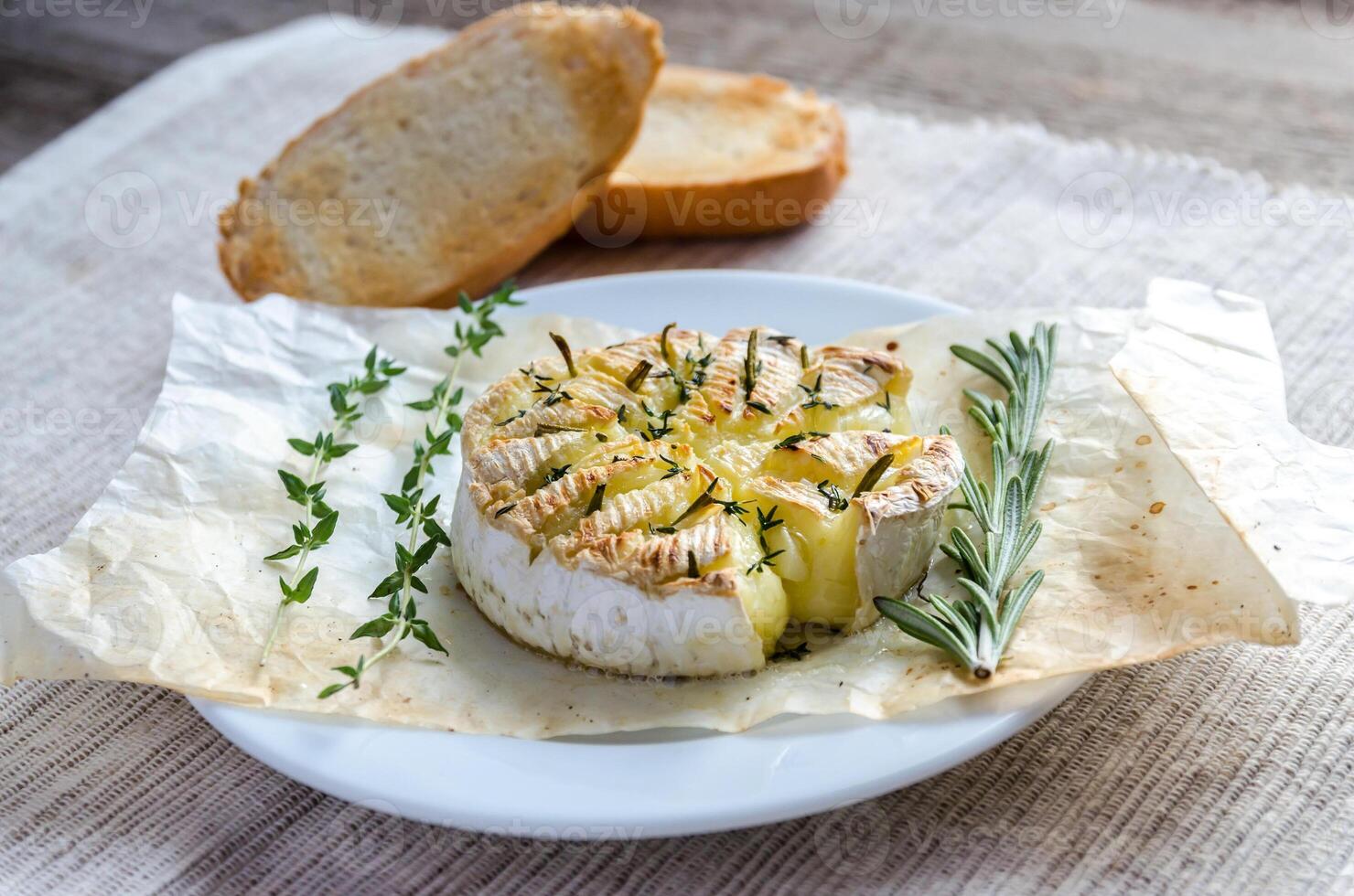 Camembert cheese fondue photo