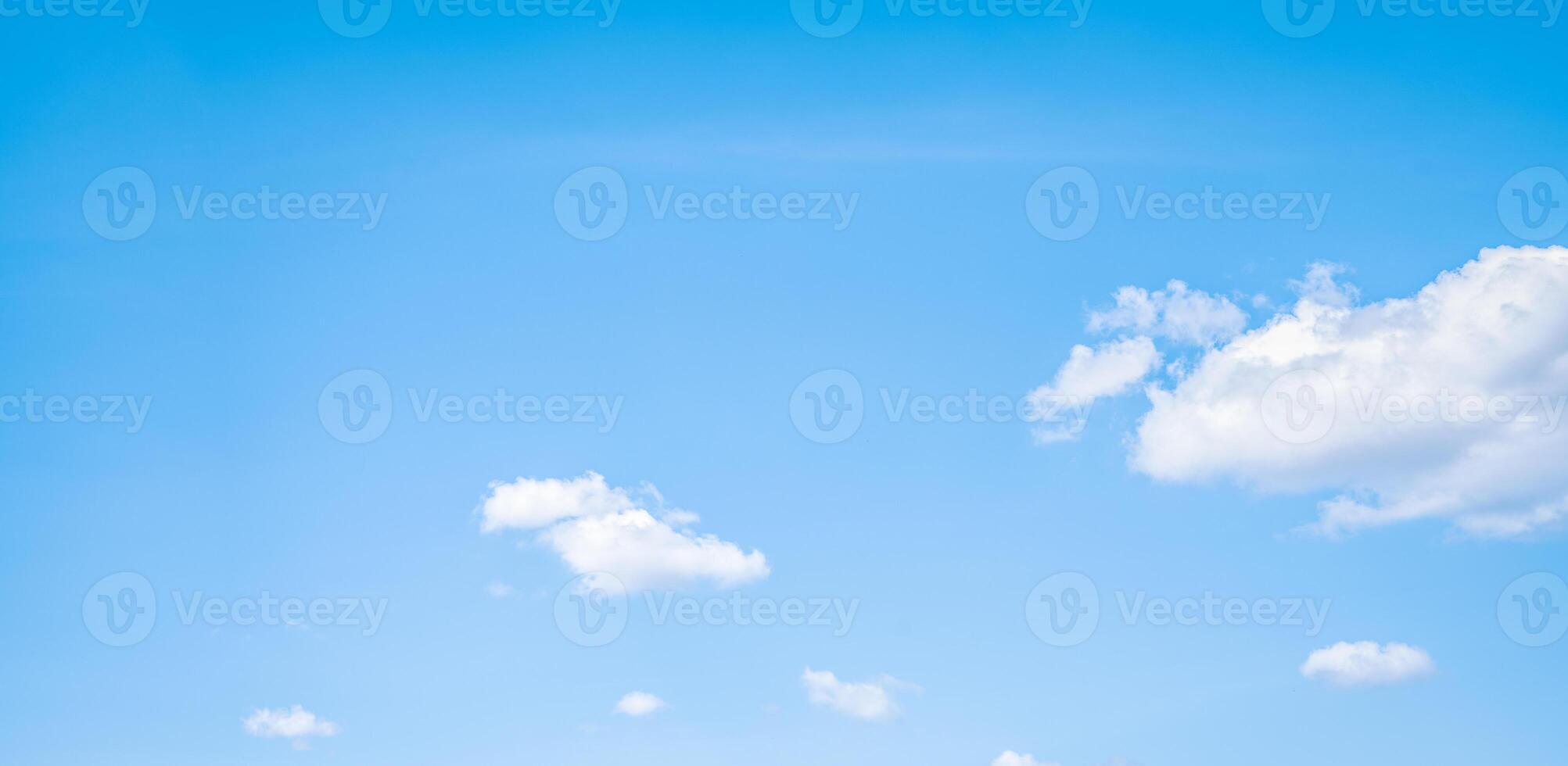 Beautiful blue sky and white cumulus clouds abstract background. Cloudscape background. Blue sky and fluffy white clouds on sunny days. Beautiful blue sky. World Ozone Day. Ozone layer. Summer sky. photo