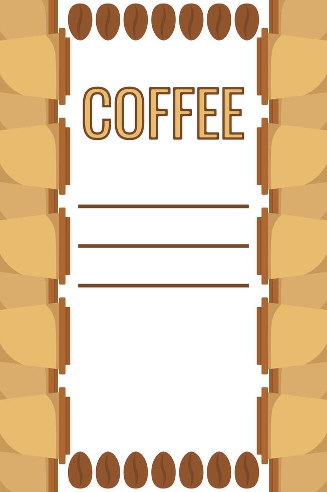 Logo Coffee and Cafe concept frame with coffee beans banner. Coffee paper craft cup poster vector