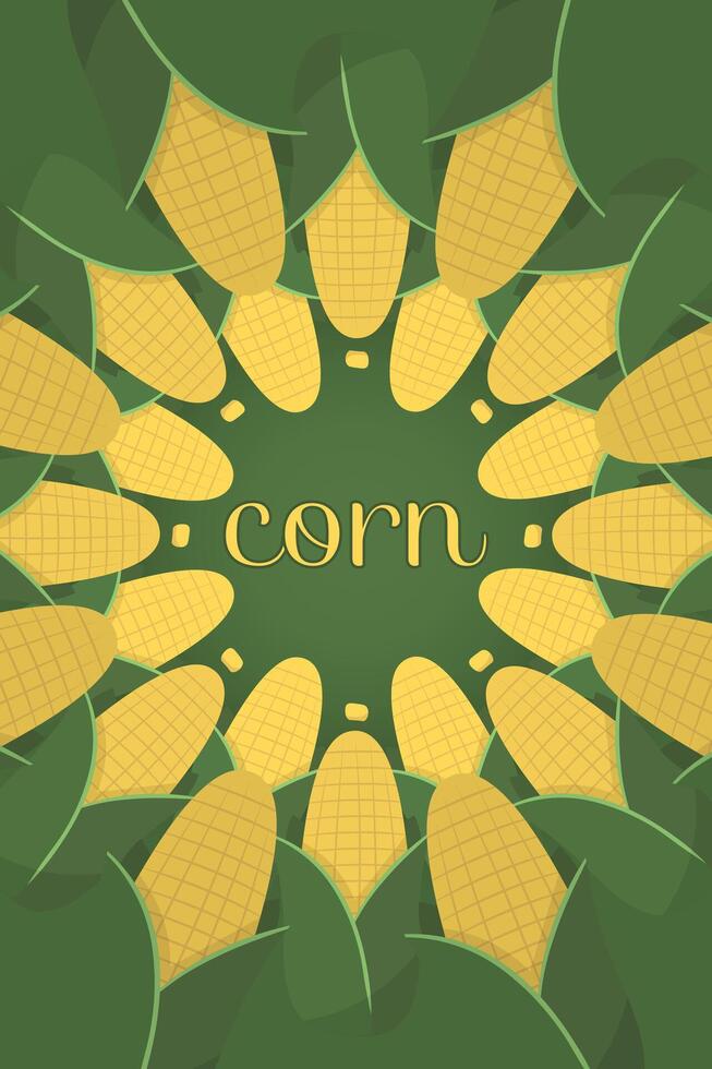 Frame corn banner. Vegetable border corn with copy space vector