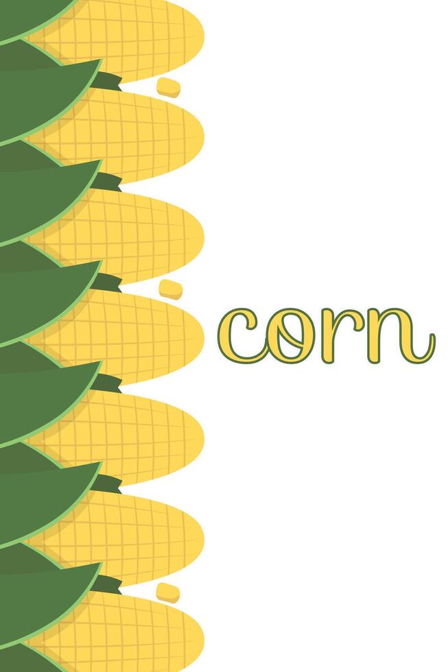 Frame corn banner. Vegetable border corn with copy space vector
