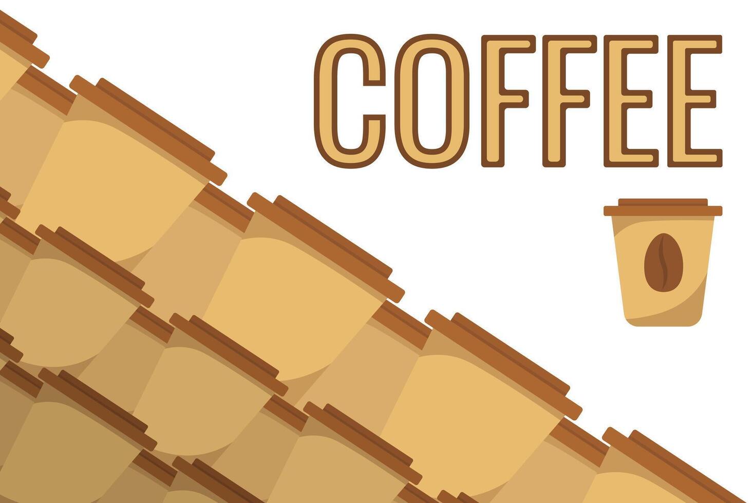 Logo Coffee and Cafe concept frame with coffee beans banner. Coffee paper craft cup poster vector