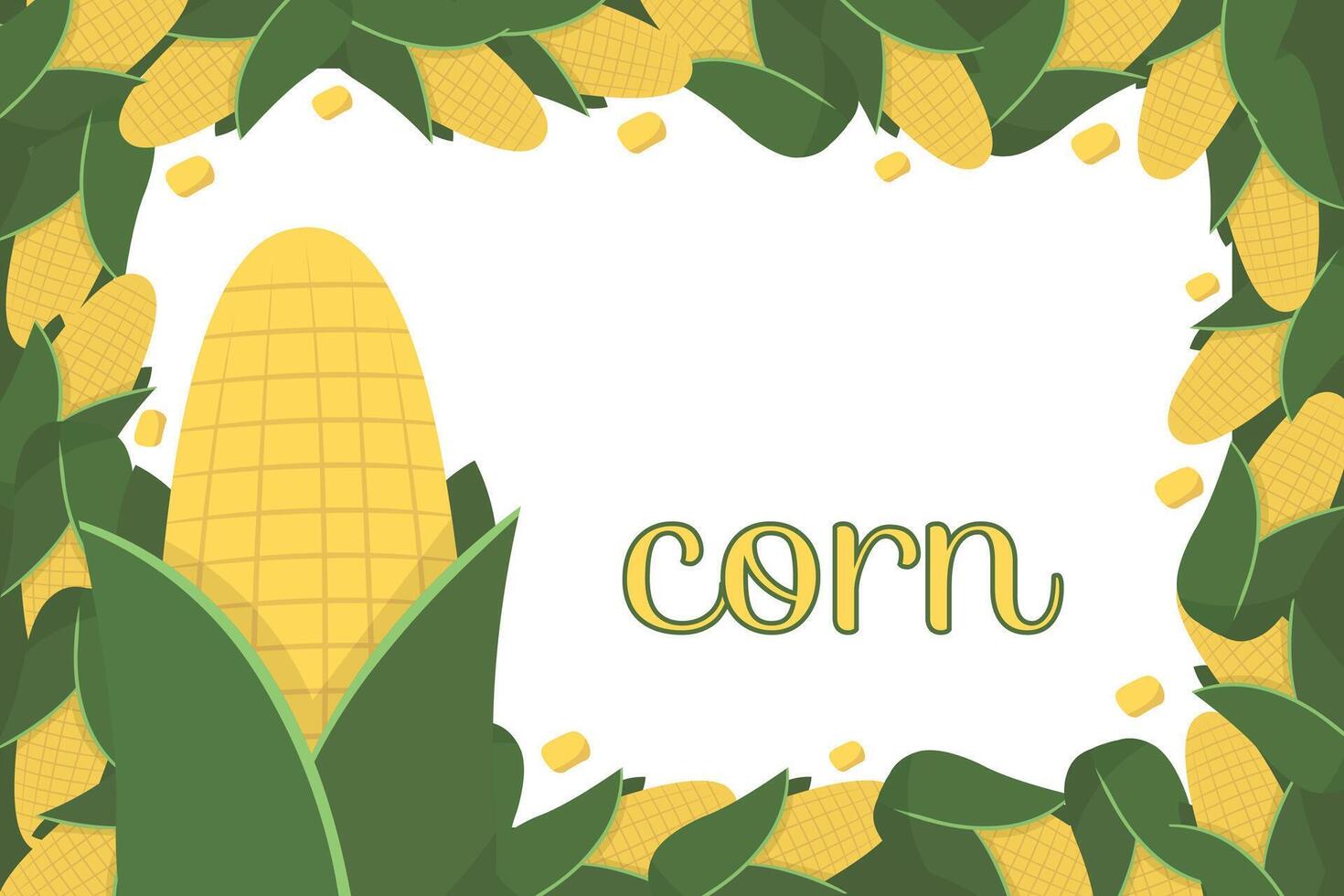 Frame corn banner. Vegetable border corn with copy space vector