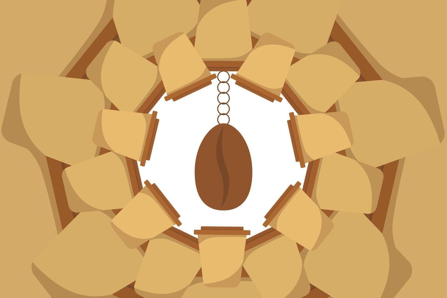 Logo Coffee and Cafe concept frame with coffee beans banner. Coffee paper craft cup poster vector