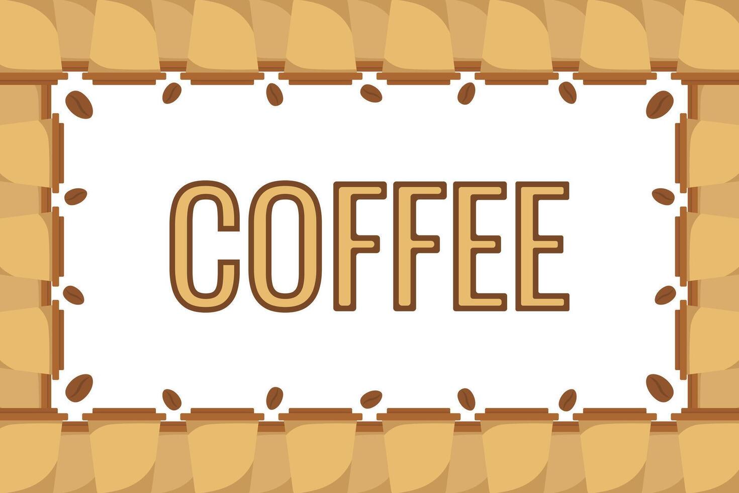 Logo Coffee and Cafe concept frame with coffee beans banner. Coffee paper craft cup poster vector