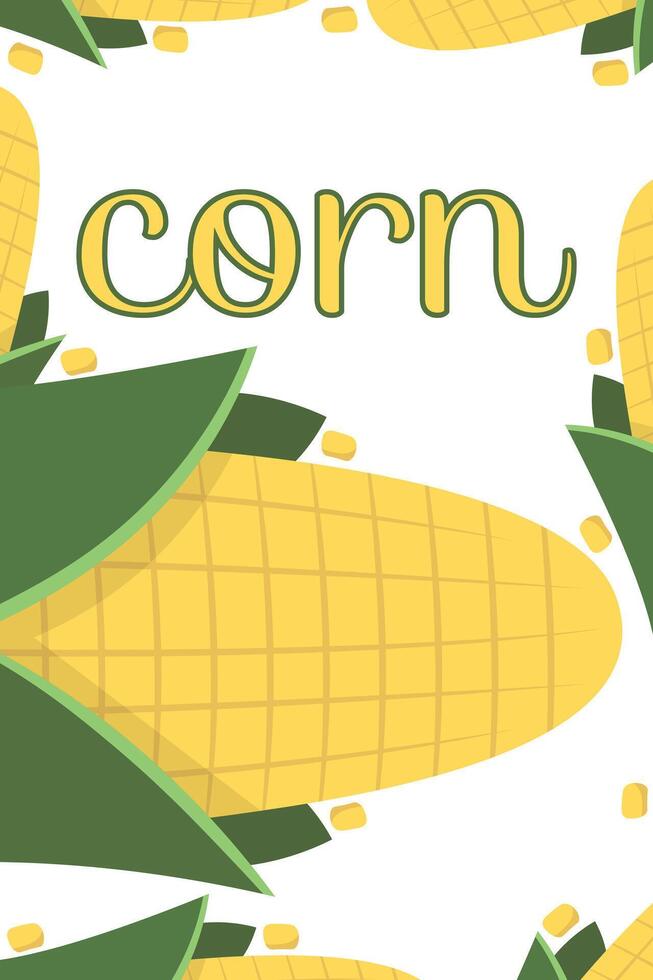 Frame corn banner. Vegetable border corn with copy space vector