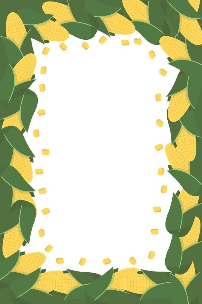 Frame corn banner. Vegetable border corn with copy space vector