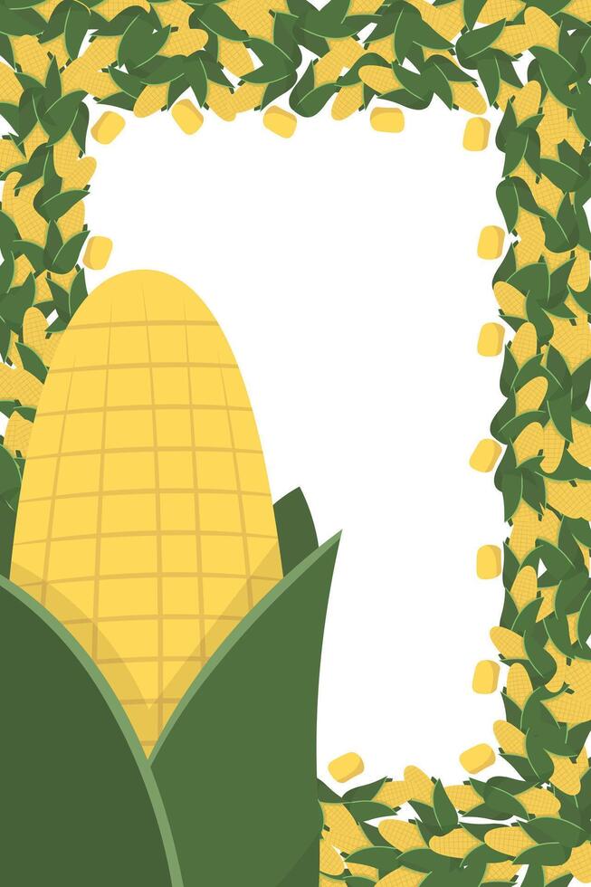 Frame corn banner. Vegetable border corn with copy space vector