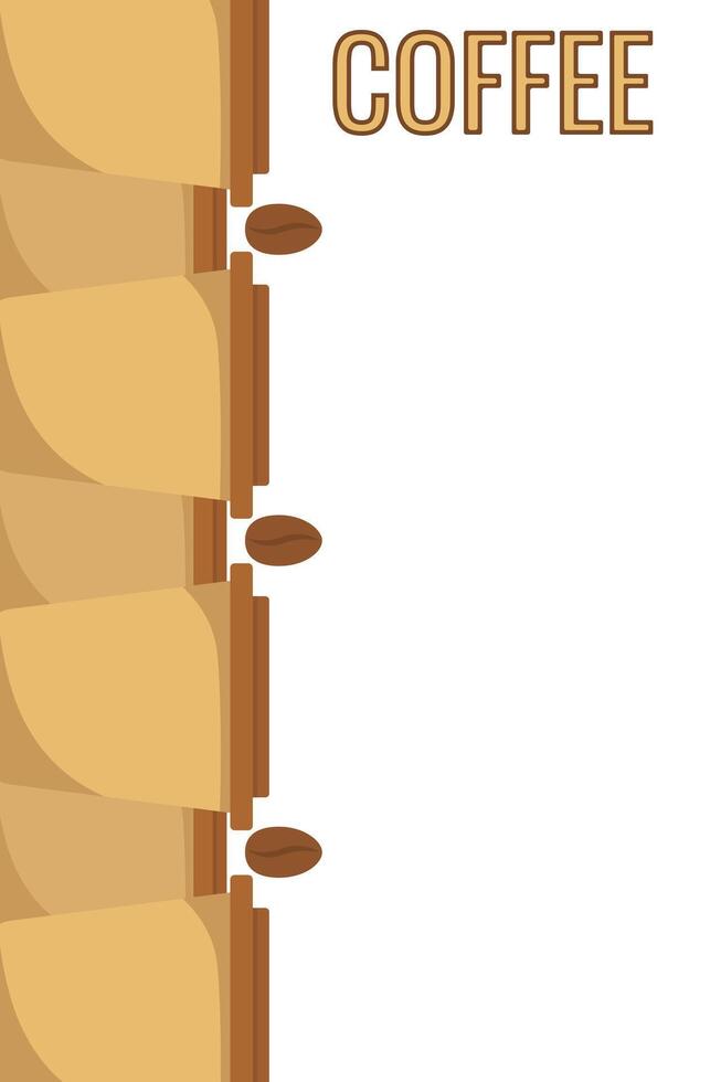 Logo Coffee and Cafe concept frame with coffee beans banner. Coffee paper craft cup poster vector