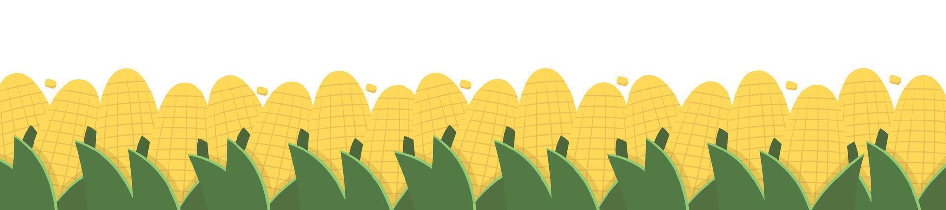 Frame corn banner. Vegetable border corn with copy space vector