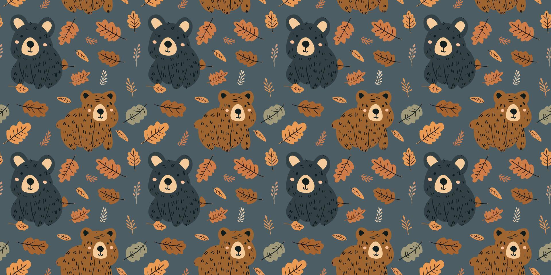 Bears Forest Seamless Pattern vector