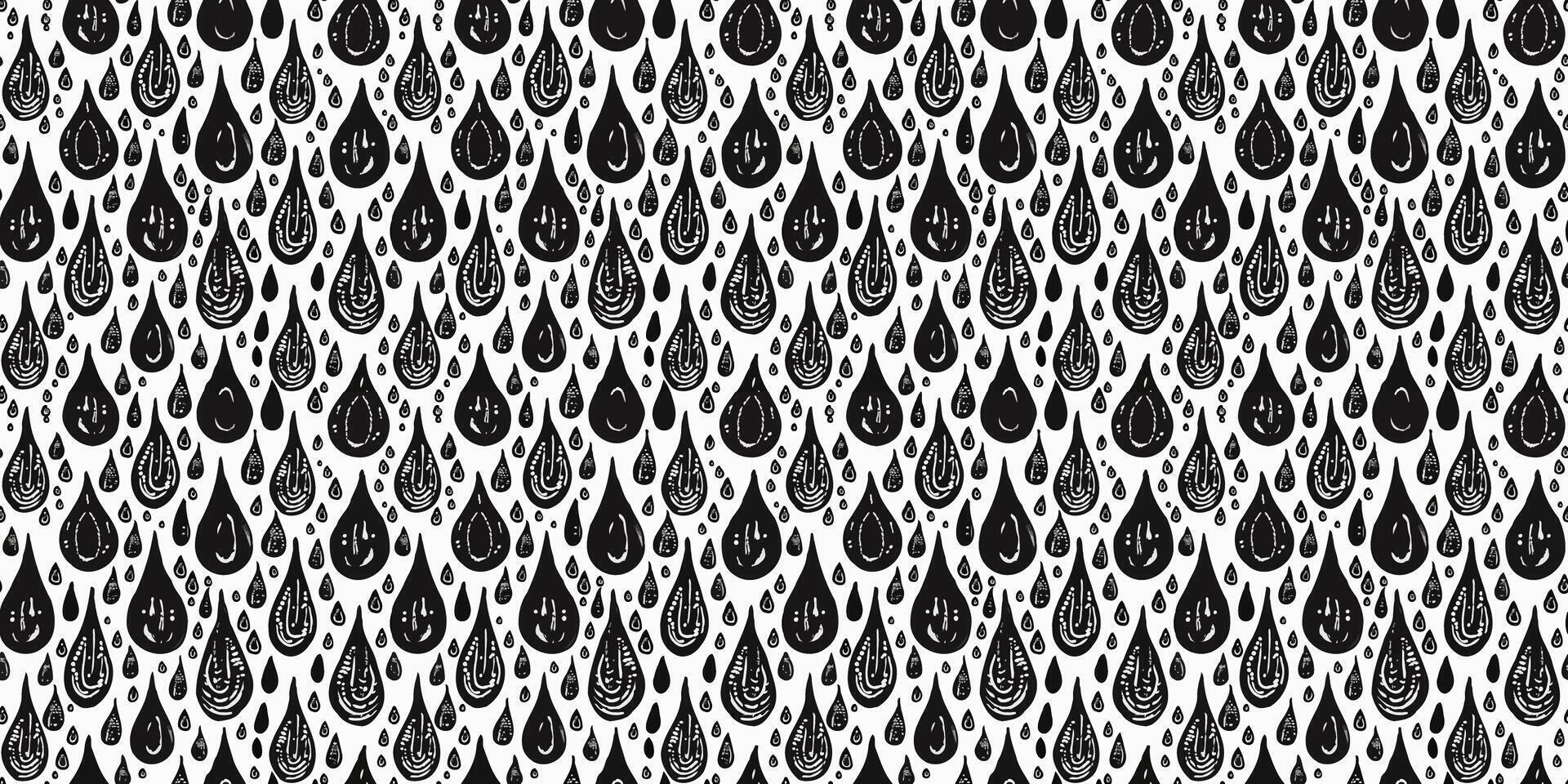 Black and white rain drops seamless pattern vector