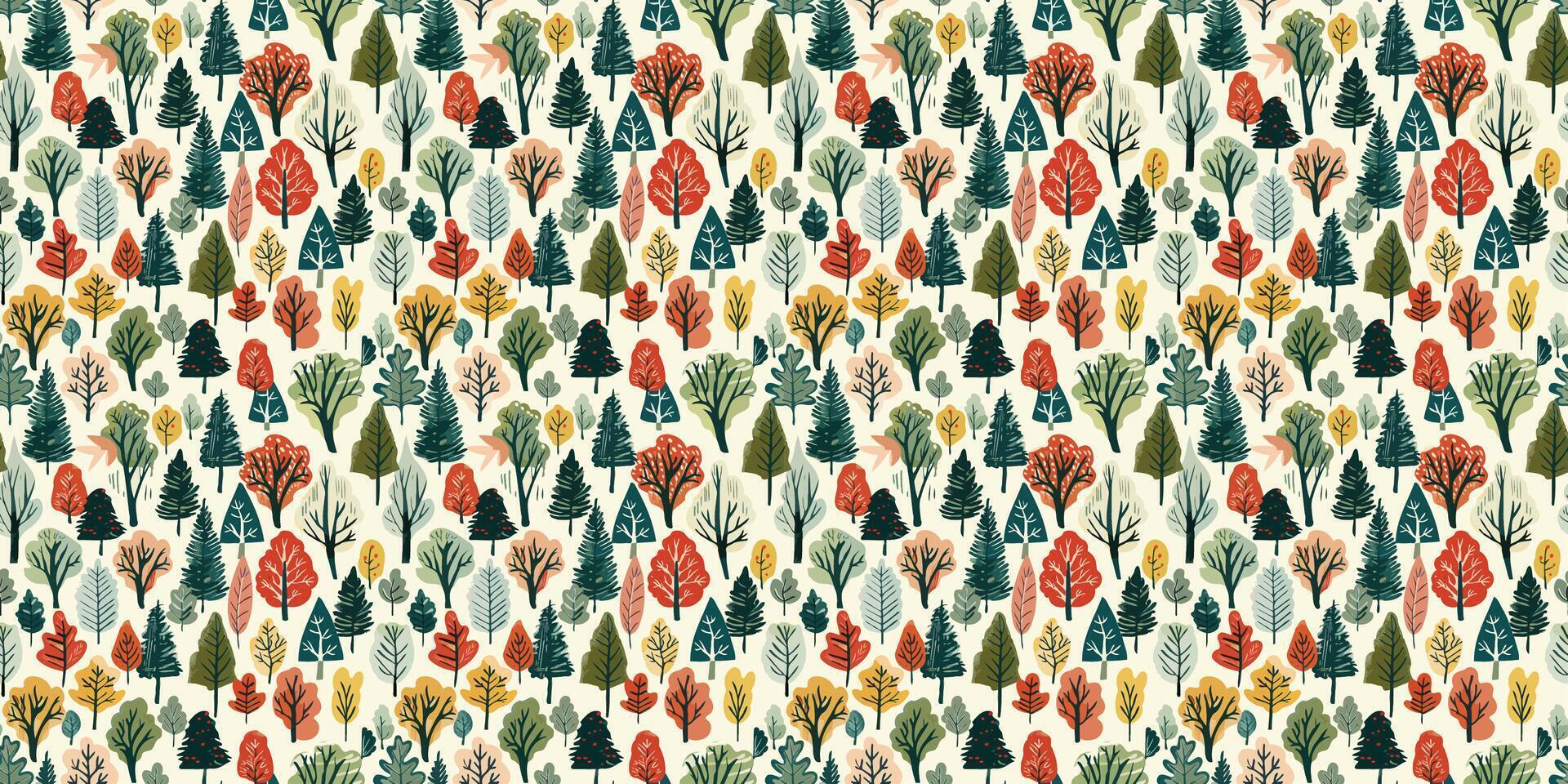 Trees seamless pattern vector