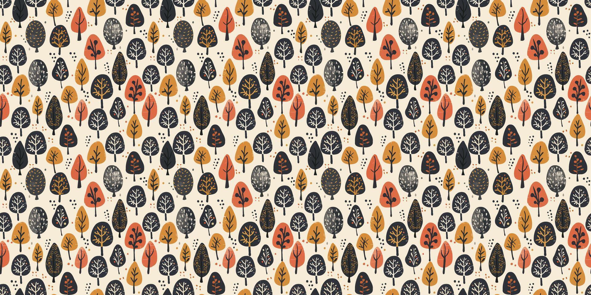 Trees seamless pattern vector