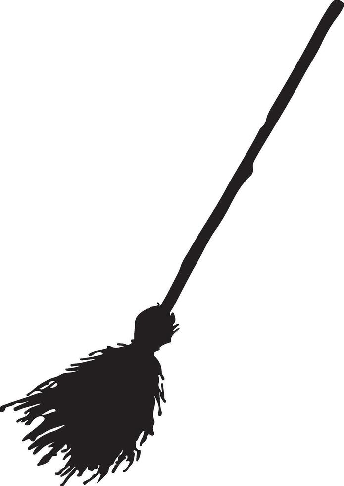 Halloween Broom Stick Silhouette Illustration White Background vector