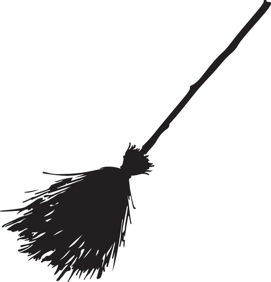 Halloween Broom Stick Silhouette Illustration White Background vector