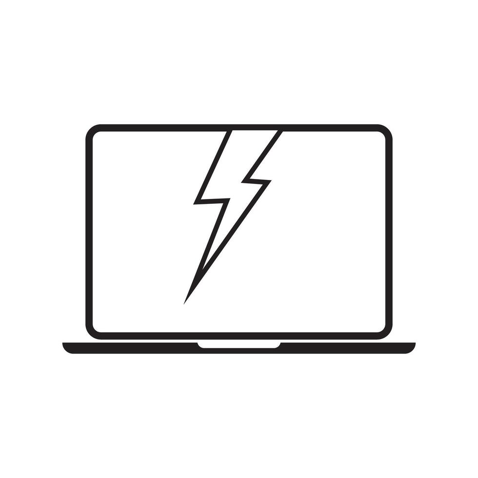 Broken computer isolated icon illustration design. Broken computer icon. Broken laptop, screen illustration. Broken PC signal for mobile devices vector
