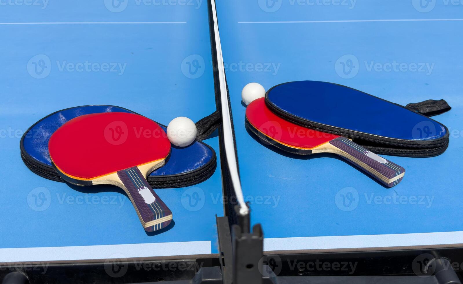 Table tennis rackets and ball photo