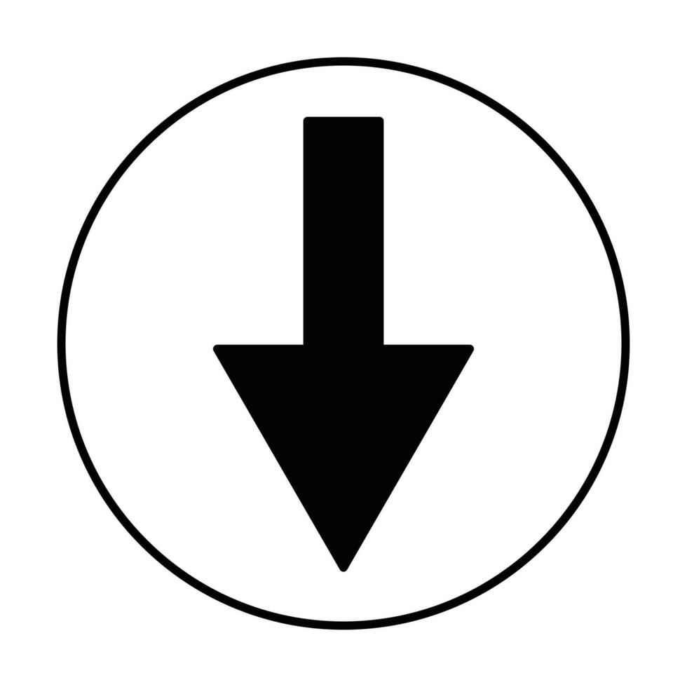 Down Arrow icon on white background vector