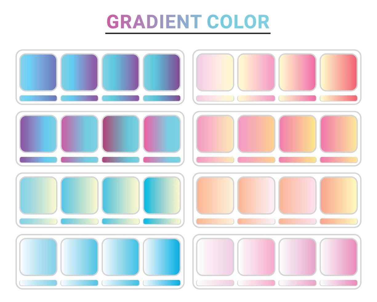 Blue pastel gradient Color Guide Palette with color Names. Color Palette, Fashion Trend Pantone Color Palette vector