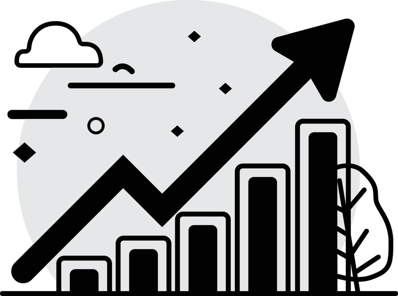 Growth graph Chart sign and symbol . Business growing diagram chart vector