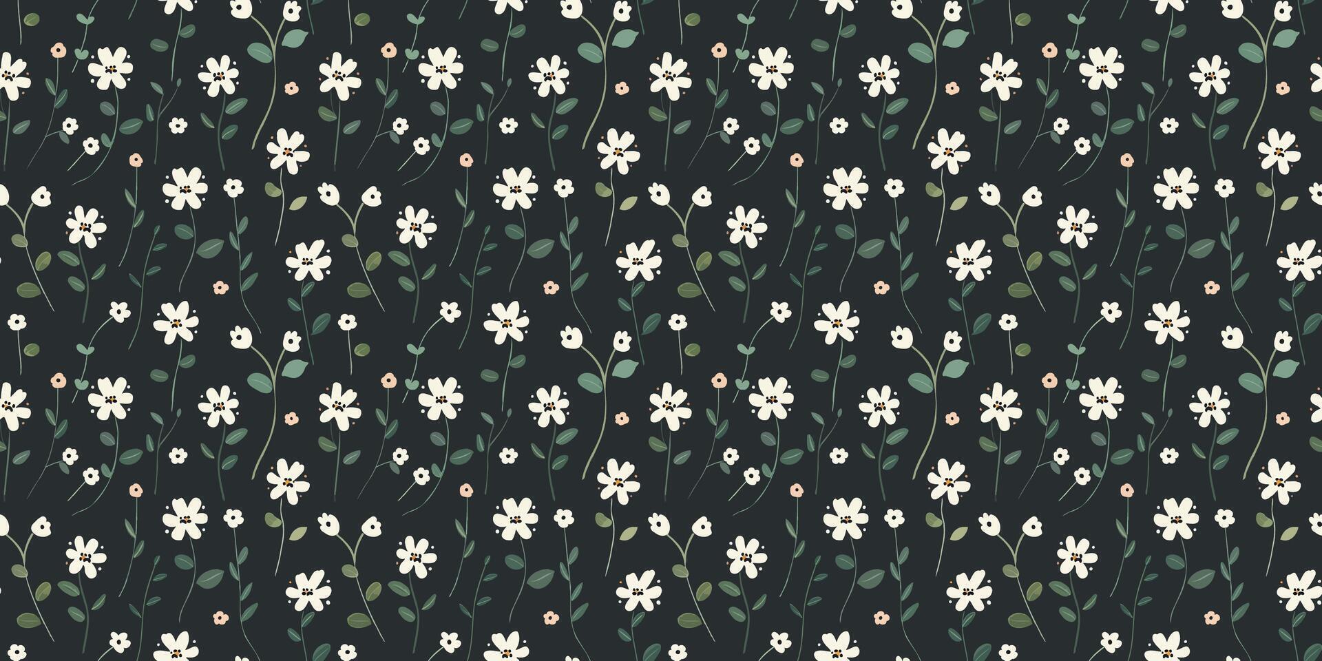 Spring Minimalistic flowers seamless pattern vector